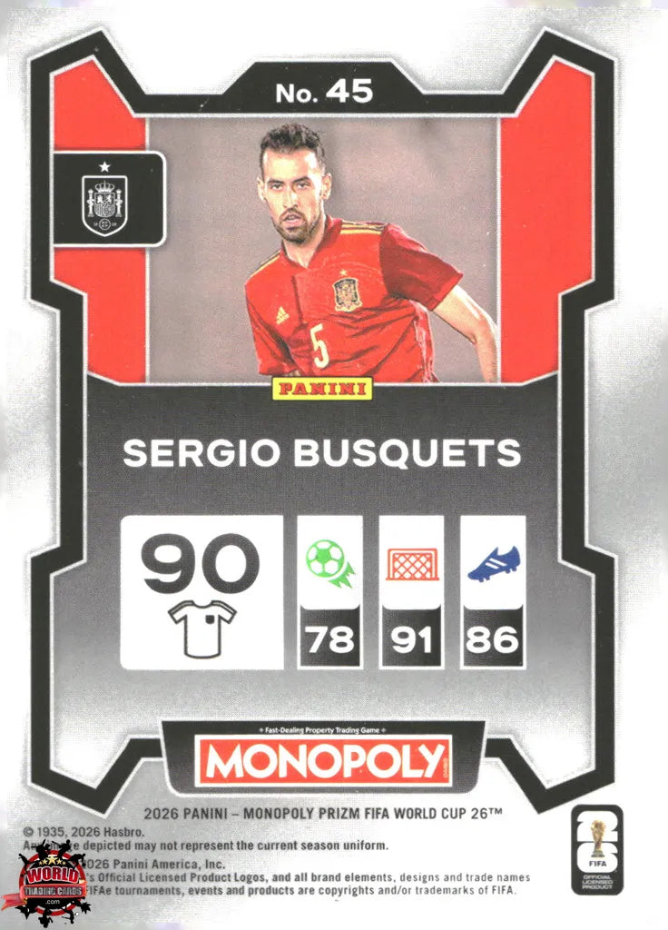 #PMPWC/045 | Panini | Monopoly | Prizm | FIFA World Cup | 2026 | Sergio Busquets | Base