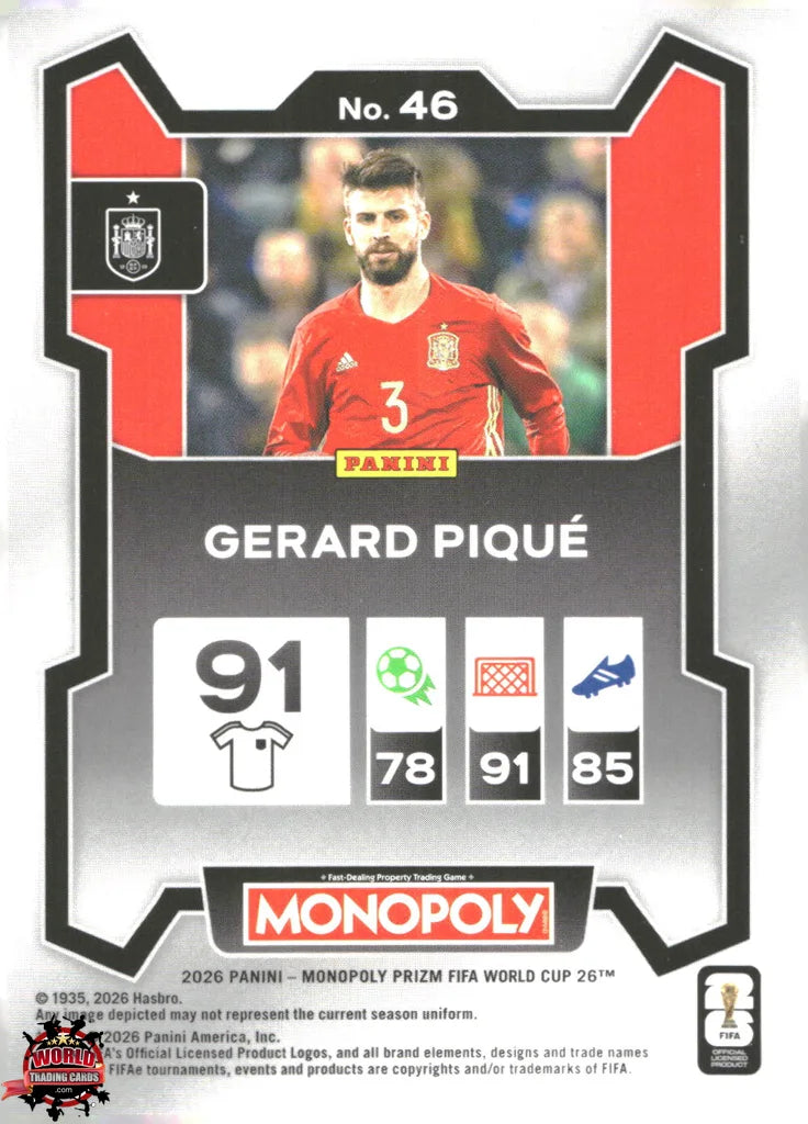 #PMPWC/046 | Panini | Monopoly | Prizm | FIFA World Cup | 2026 | Gerard Pique | Base