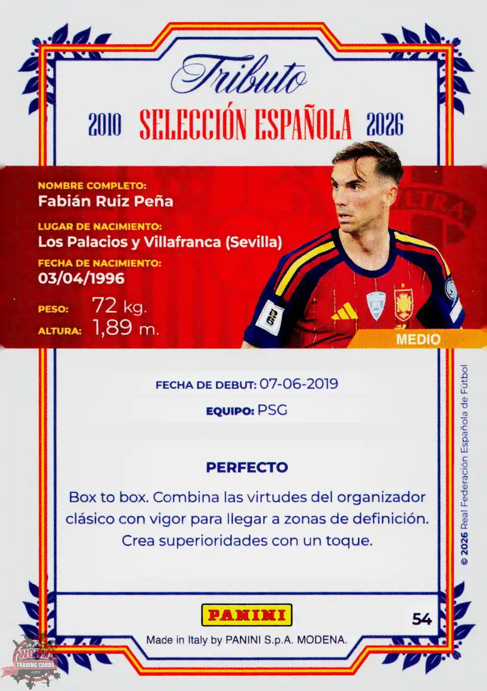 #PTBESP/54 | Panini | Tributo España | Vamos Campeones | 2026 | La Roja 2026 | Fabian