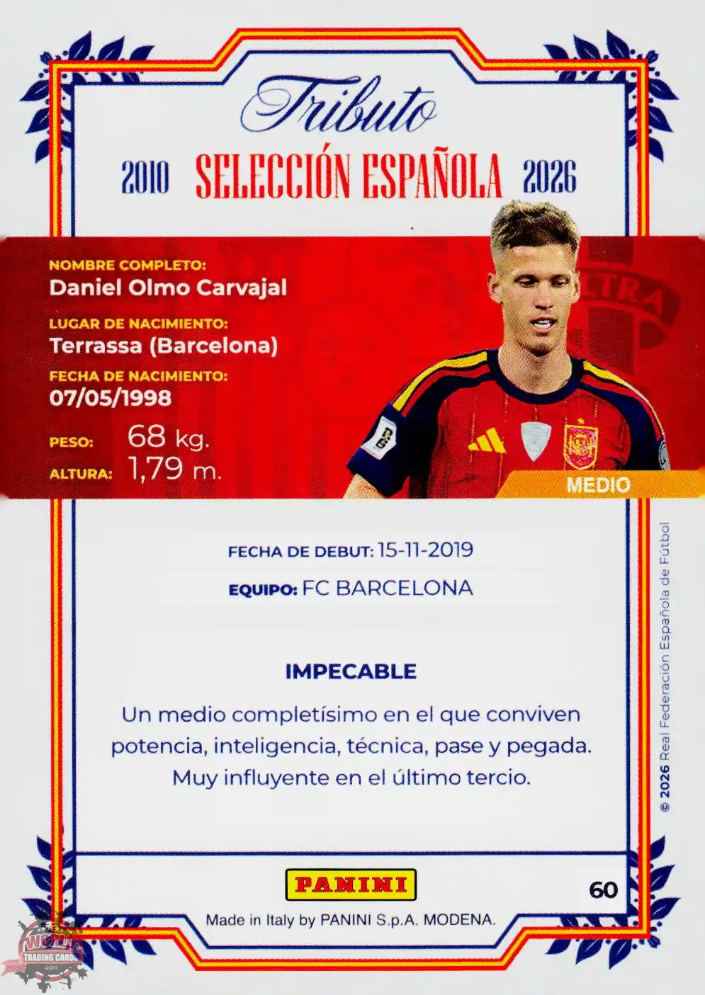 #PTBESP/60 | Panini | Tributo España | Vamos Campeones | 2026 | La Roja 2026 | Dani Olmo