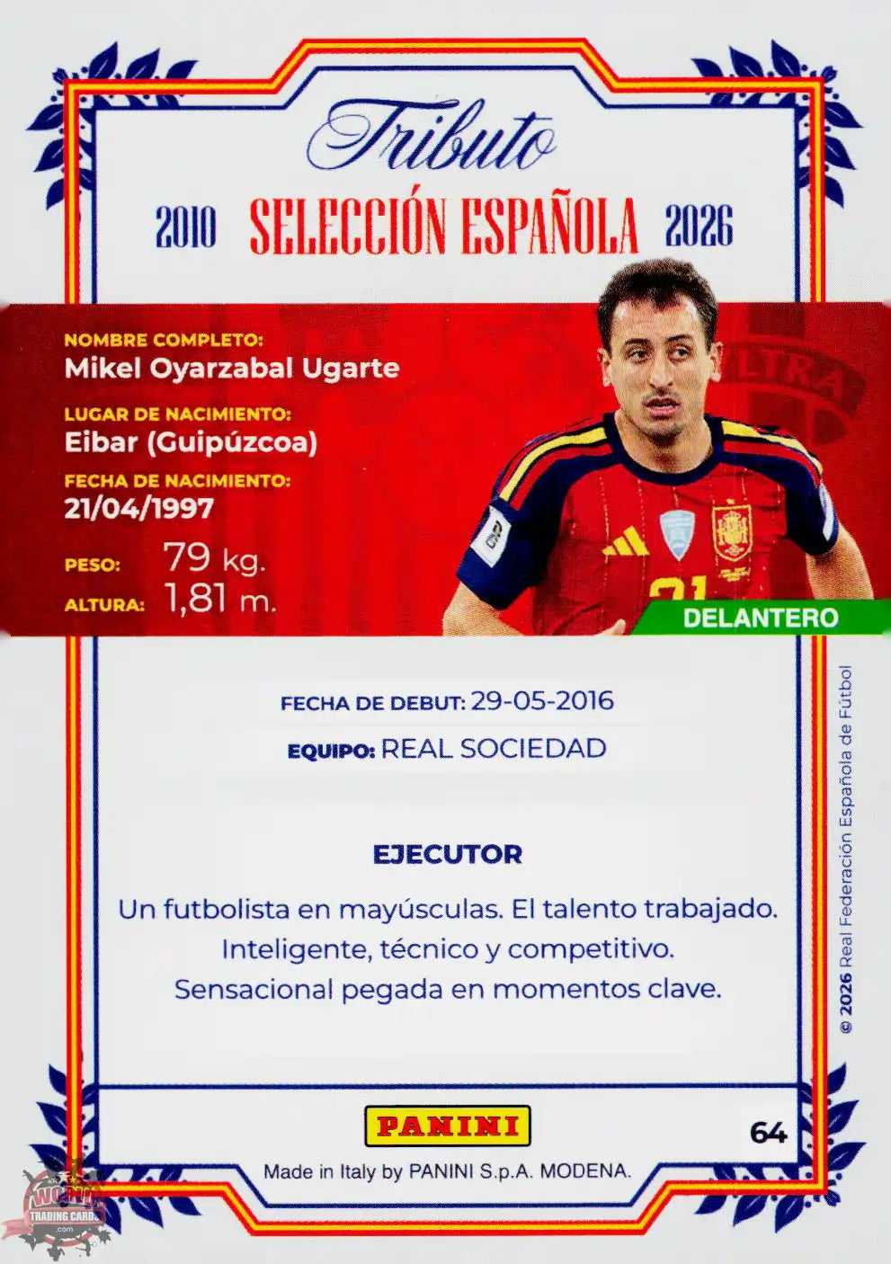 #PTBESP/64 | Panini | Tributo España | Vamos Campeones | 2026 | La Roja 2026 | Oyarzabal