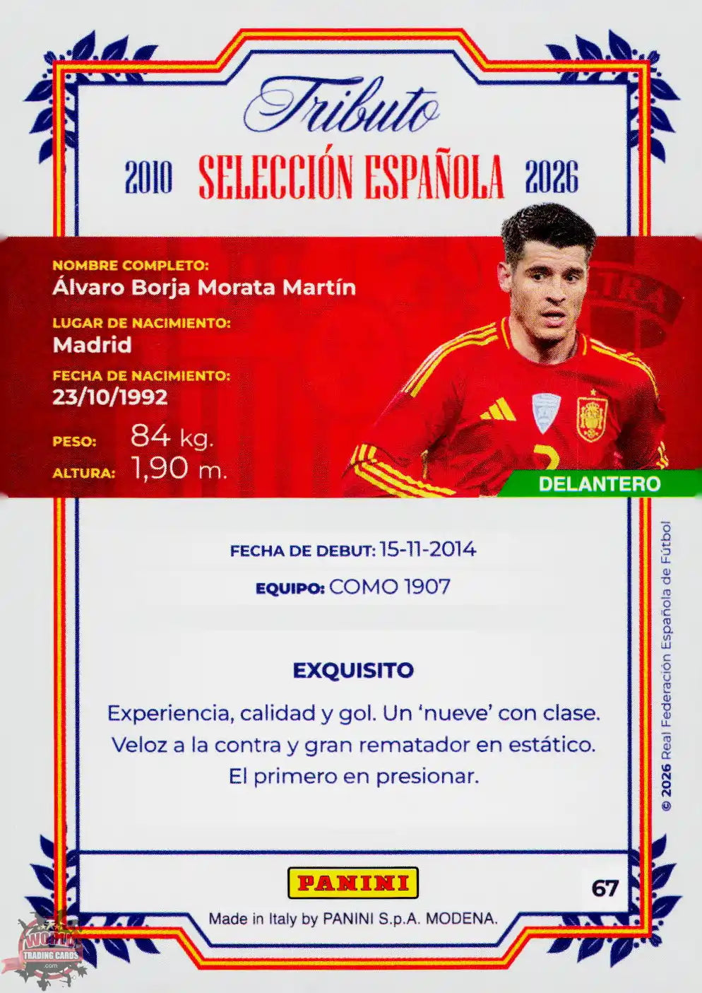#PTBESP/67 | Panini | Tributo España | Vamos Campeones | 2026 | La Roja 2026 | Morata