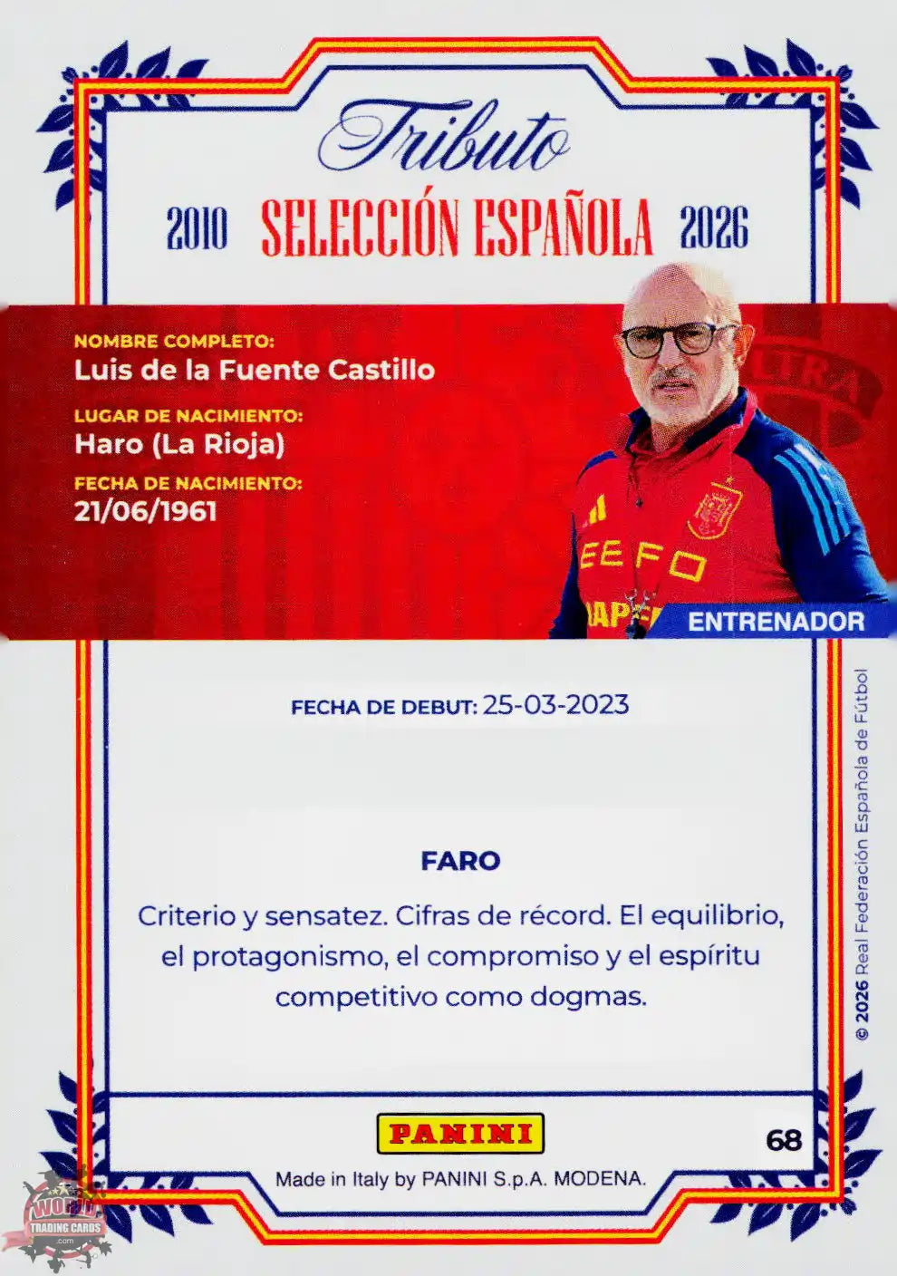 #PTBESP/68 | Panini | Tributo España | Vamos Campeones | 2026 | La Roja 2026 | Luis de la Fuente