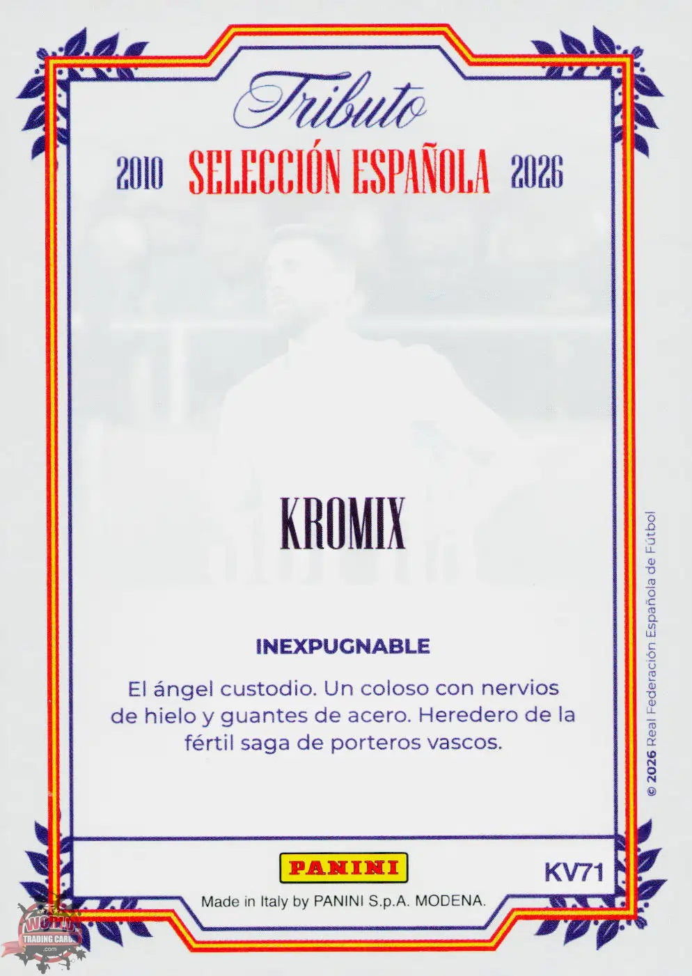 #PTBESP/KV71 | Panini | Tributo España | Vamos Campeones | 2026 | PARALLELS SUPRA KROMIX GREEN | Unai Simon
