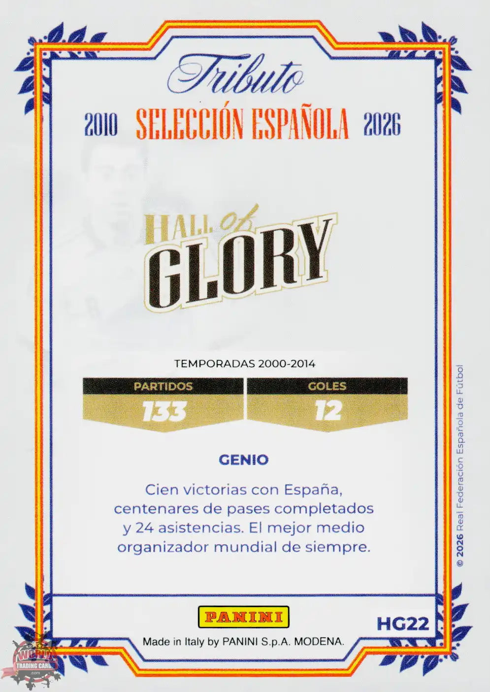 #PTBESP/HG22 | Panini | Tributo España | Vamos Campeones | 2026 | HALL OF GLORY | Xavi