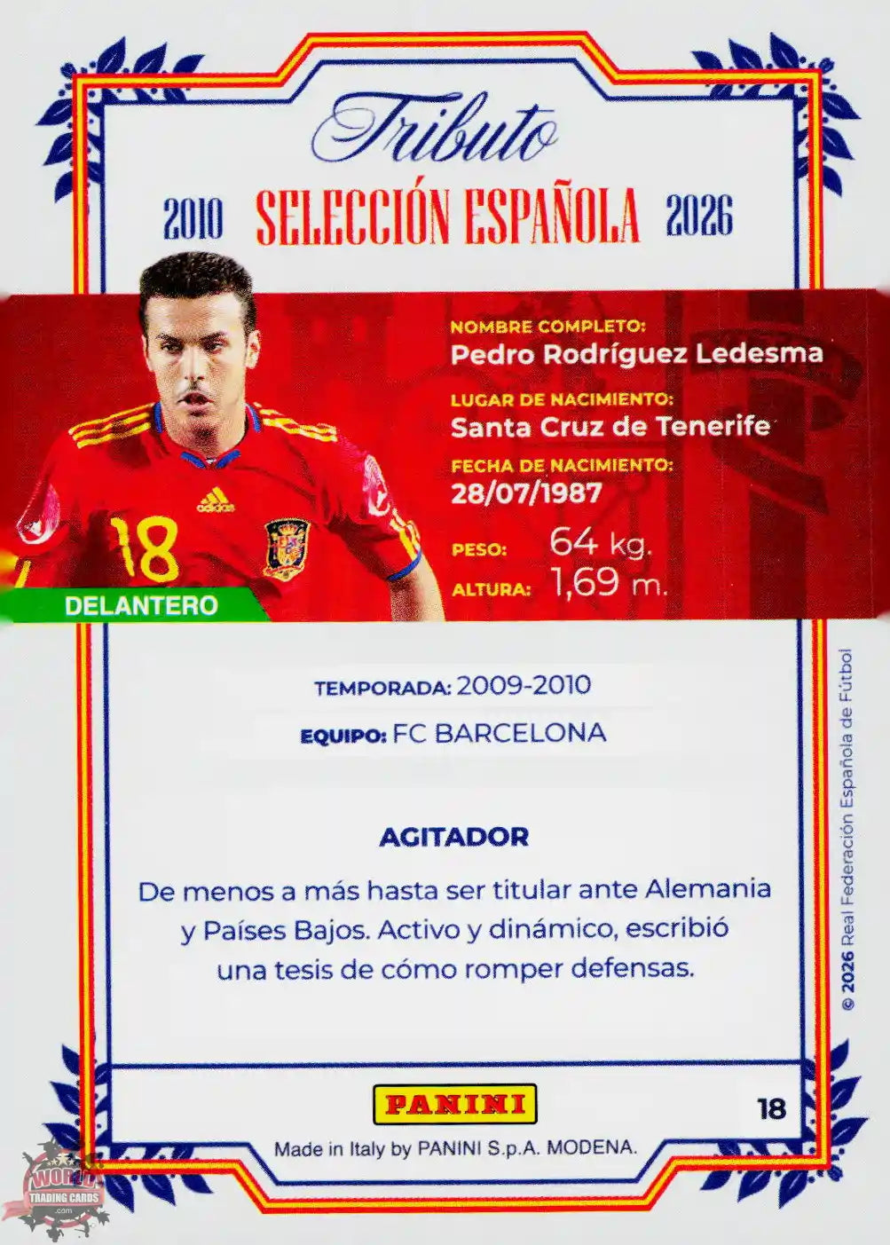 #PTBESP/18 | Panini | Tributo España | Vamos Campeones | 2026 | Sudafrica 2010 | Pedro