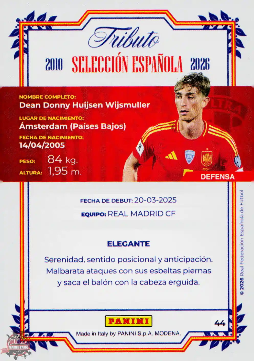 #PTBESP/44 | Panini | Tributo España | Vamos Campeones | 2026 | La Roja 2026 | Huijsen