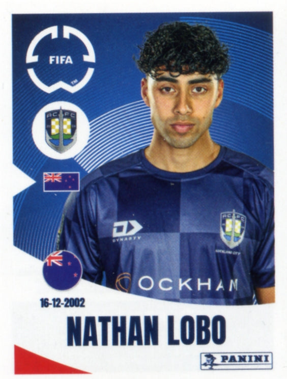 Panini Club World Cup 2025 #139 -  Nathan Lobo (Auckland City FC)