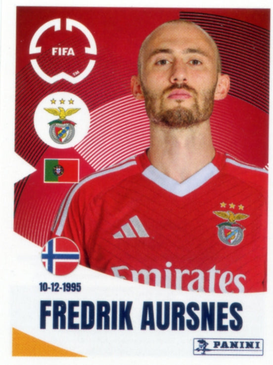 Panini Club World Cup 2025 #181 -  Fredrik Aursnes (SL Benfica)