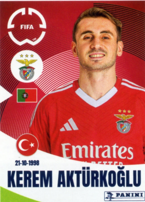 Panini Club World Cup 2025 #186 -  Kerem Aktürkoglu (SL Benfica)