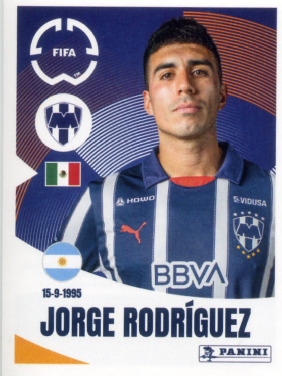 Panini Club World Cup 2025 #308 -  Jorge Rodríguez (CF Monterrey)
