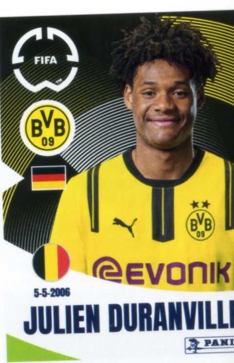 Panini Club World Cup 2025 #368 -  Julien Duranville (Borussia Dortmund)