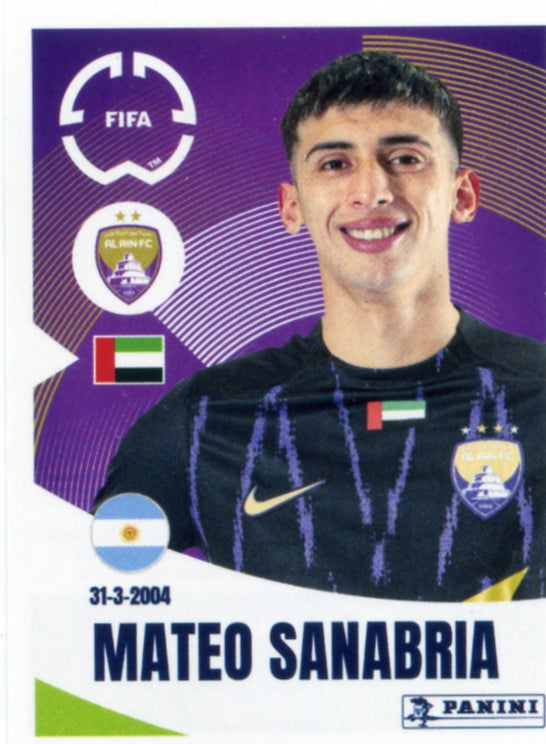 Panini Club World Cup 2025 #458 -  Mateo Sanabria (Al-Ain FC)