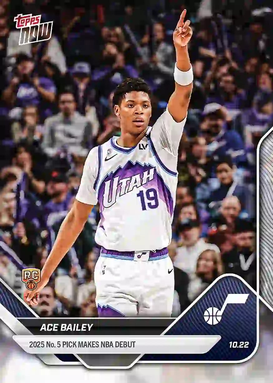 Ace Bailey - 2025-26 NBA Topps NOW - Rookie RC - Card 009 - WTC
