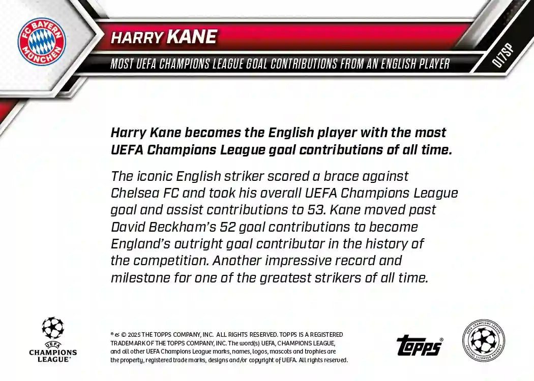 Topps Now - UEFA Champions League 2025-26 - Harry Kane - Card #017