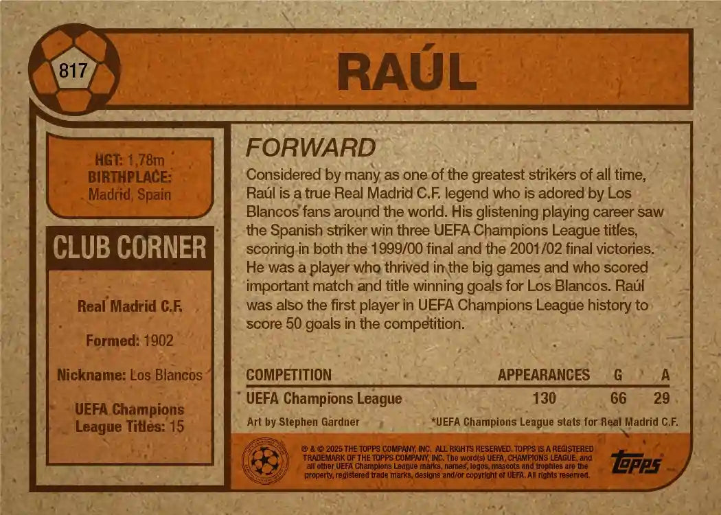 Topps Living Set - 2025 - Raul - Real Madrid - Card #817
