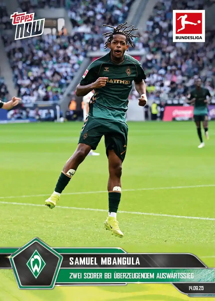 Bundesliga Topps NOW-2025-26-Topps-Cromo-Trading Card-Samuel Mbangula-Werder Bremen-#022