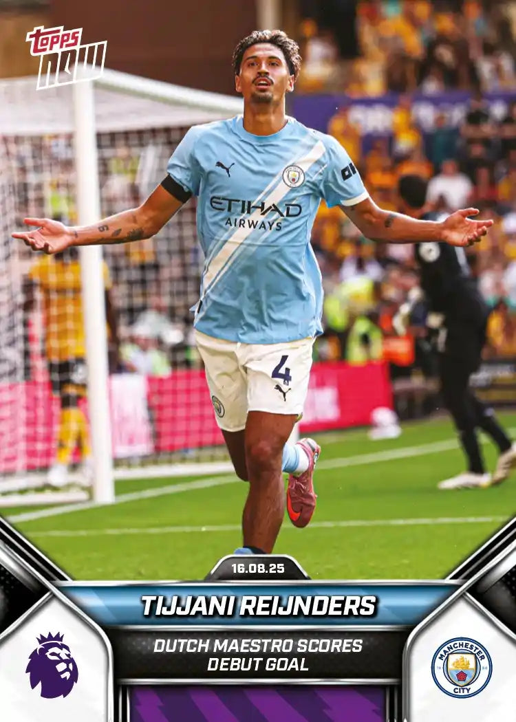 Premier League Topps Now-2025-26-Topps-Cromo-Trading Card-Tijjani Reinders-Manchester City-#001