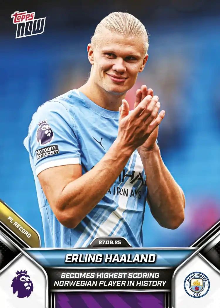 Premier League Topps Now-2025-26-Topps-Cromo-Trading Card-Erling Haaland-Manchester City-#027