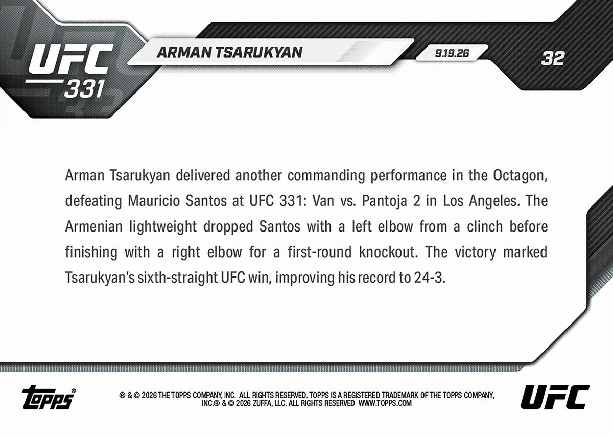2026 | Topps | Now | UFC | #030 | Yadong Song | Base