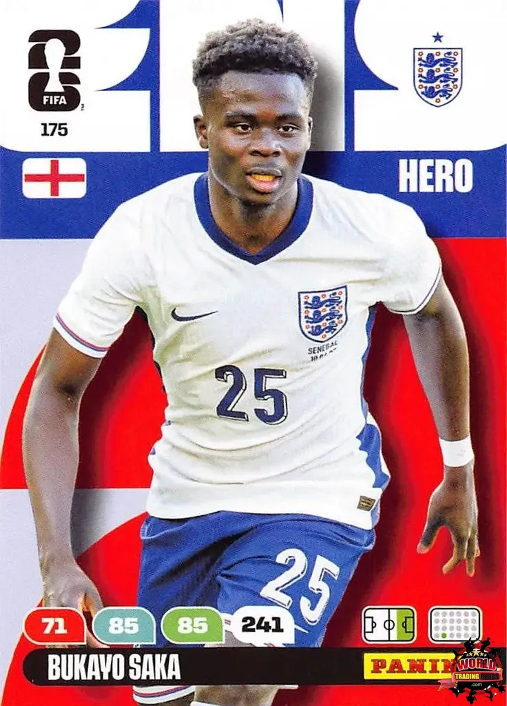 Cromo Trading Card Fútbol-Bukayo Saka -Inglaterra-Panini Adrenalyn