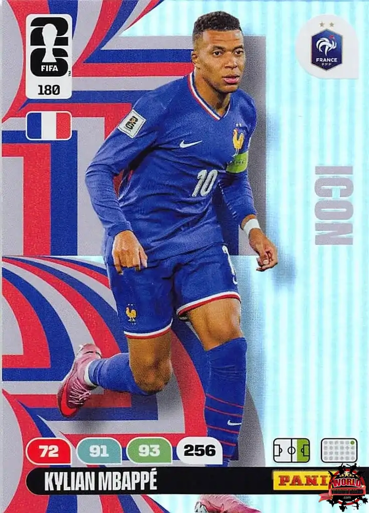 #180|Panini|Adrenlyn XL|FIFA World Cup|2026|Kylian Mbappé - Icon|BASICO