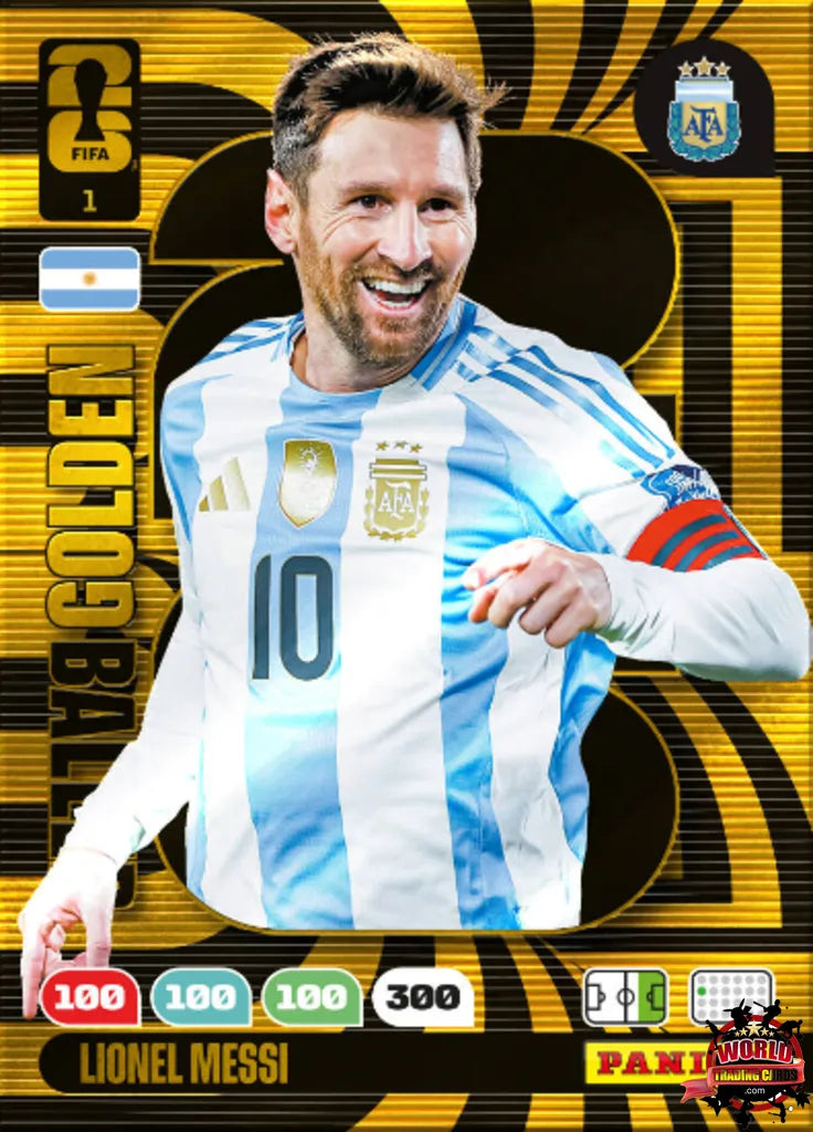 #001 | Panini | Adrenalyn XL | FIFA World Cup | 2026 | Lionel Messi | Argentina | GOLDEN BALLER