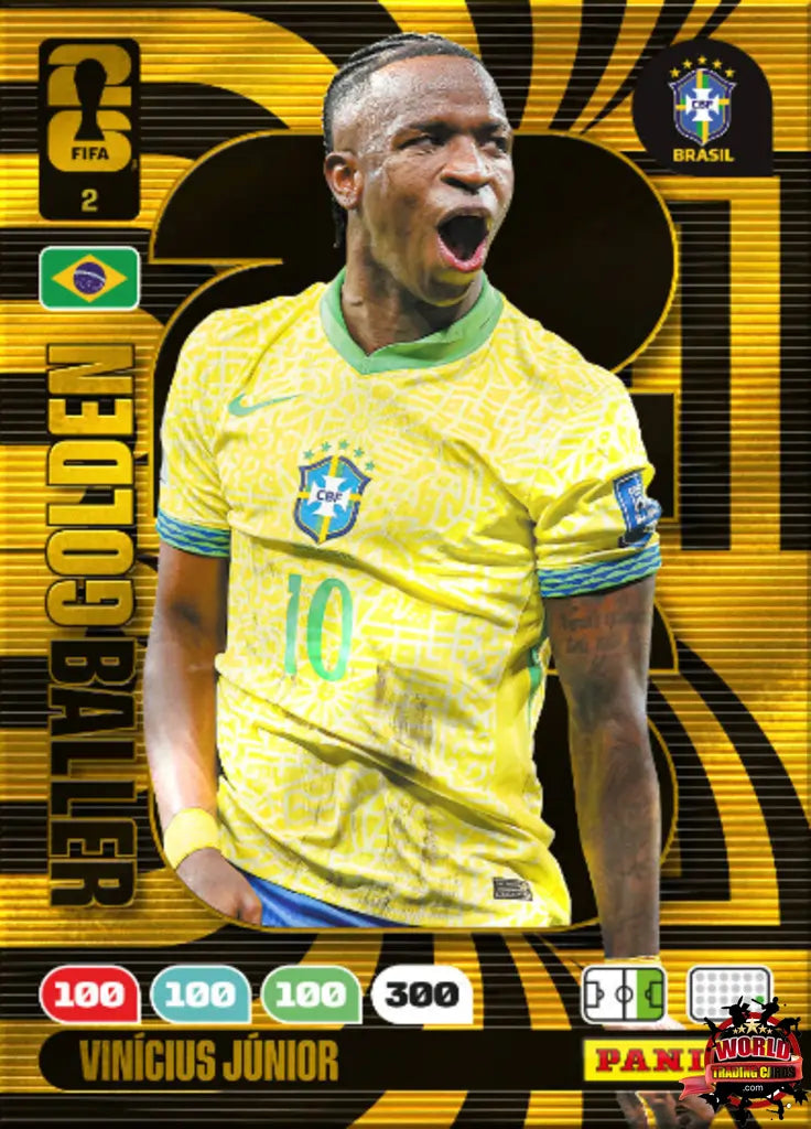 #002 | Panini | Adrenalyn XL | FIFA World Cup | 2026 | Vinicius Junior | Brasil | GOLDEN BALLER