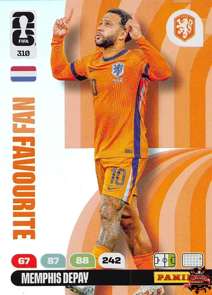 #310|Panini|Adrenlyn XL|FIFA World Cup|2026|Memphis Depay - Fan Favourite|BASICO