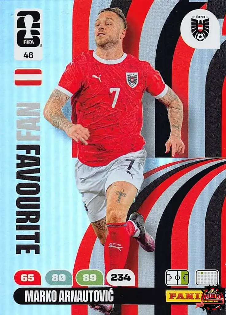 #046|Panini|Adrenlyn XL|FIFA World Cup|2026|Marko Arnautovic - Fan Favourite|BASICO