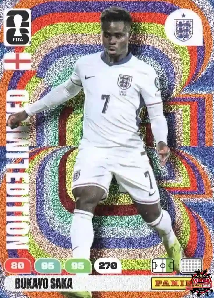 Cromo Trading Card Fútbol-Bukayo Saka-Inglaterra-Panini Adrenalyn