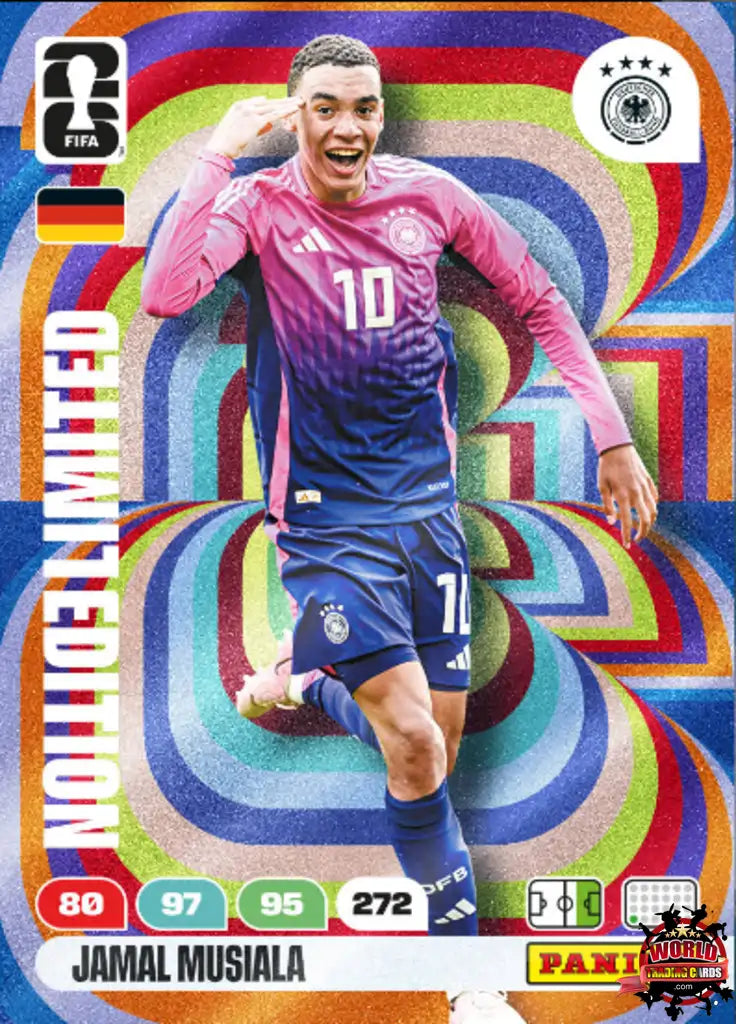 Cromo Trading Card Ftbol-Jamal Musiala-Alemania-Panini Adrenalyn XL Fifa World Cup 2026-LE40-Limited Edition Cromo Trading Card Ftbol-Jamal Musiala-Alemania-Panini Adrenalyn XL Fifa World Cup 2026-LE40-Limited Edition