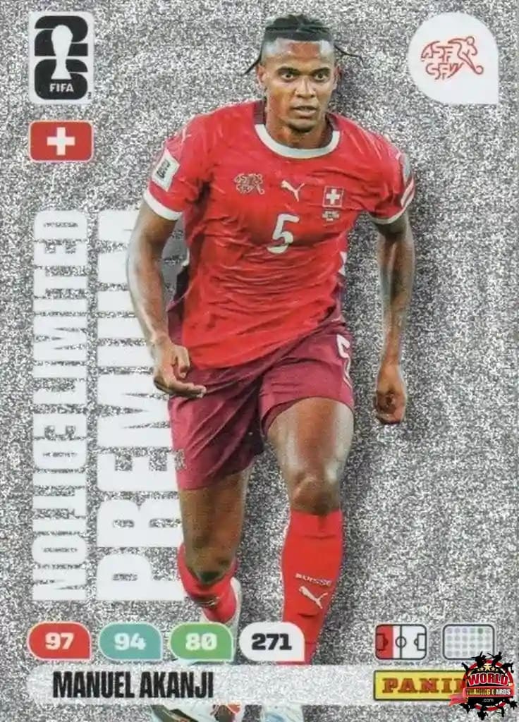Cromo Trading Card Fútbol-Manuel Akanji-Suiza-Panini Adrenalyn XL