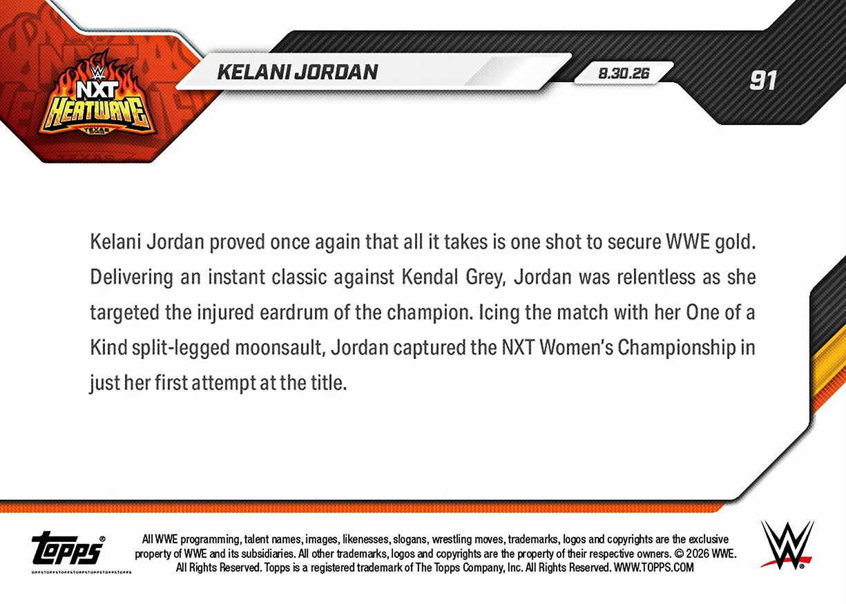 2026 | Topps | Now | WWE | #091 | Kelani Jordan | Base