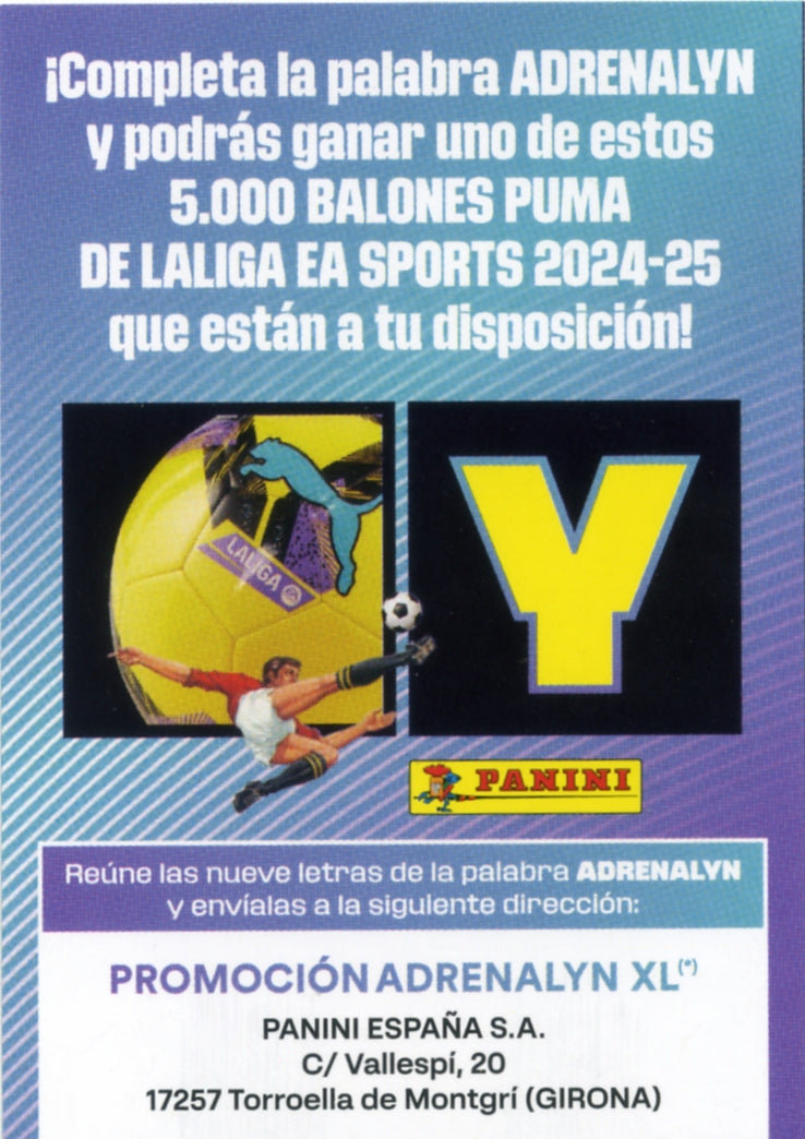Letra Balón Liga - Letra "Y" - Panini Adrenalyn XL La Liga 2024/2025
