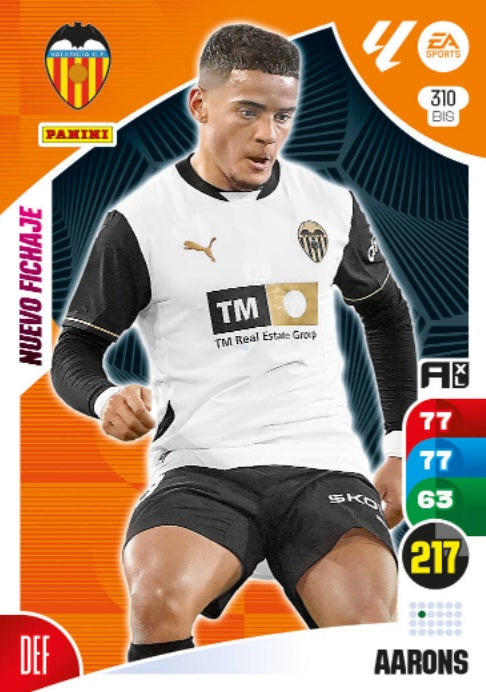 Panini Adrenalyn XL La Liga 2024/2025 - #310 Bis-. Aarons - Nuevo fichaje - Valencia