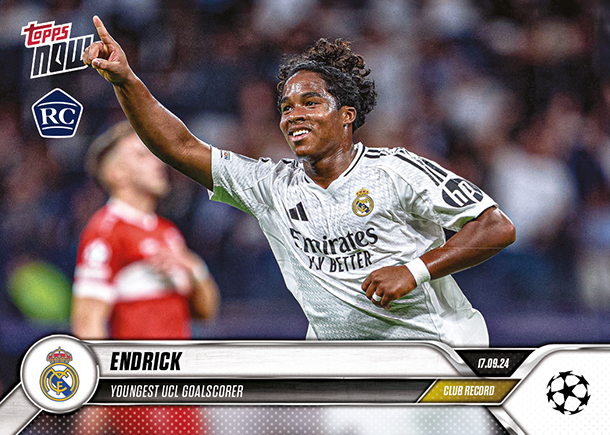 Endrick - 2024 - Topps Now UCL - Real Madrid - YOUNGETS UCL GOALSCORER- #006 - World Trading Cards