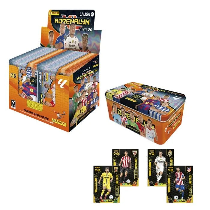 Adrenalyn XL LaLiga EA Sports 2025/26 - Tin Box + Cajita 50 sobres - Colección Oficial Panini