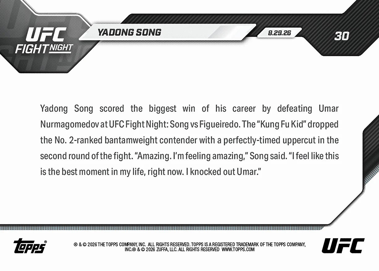 2026 | Topps | Now | UFC | #030 | Yadong Song | Base