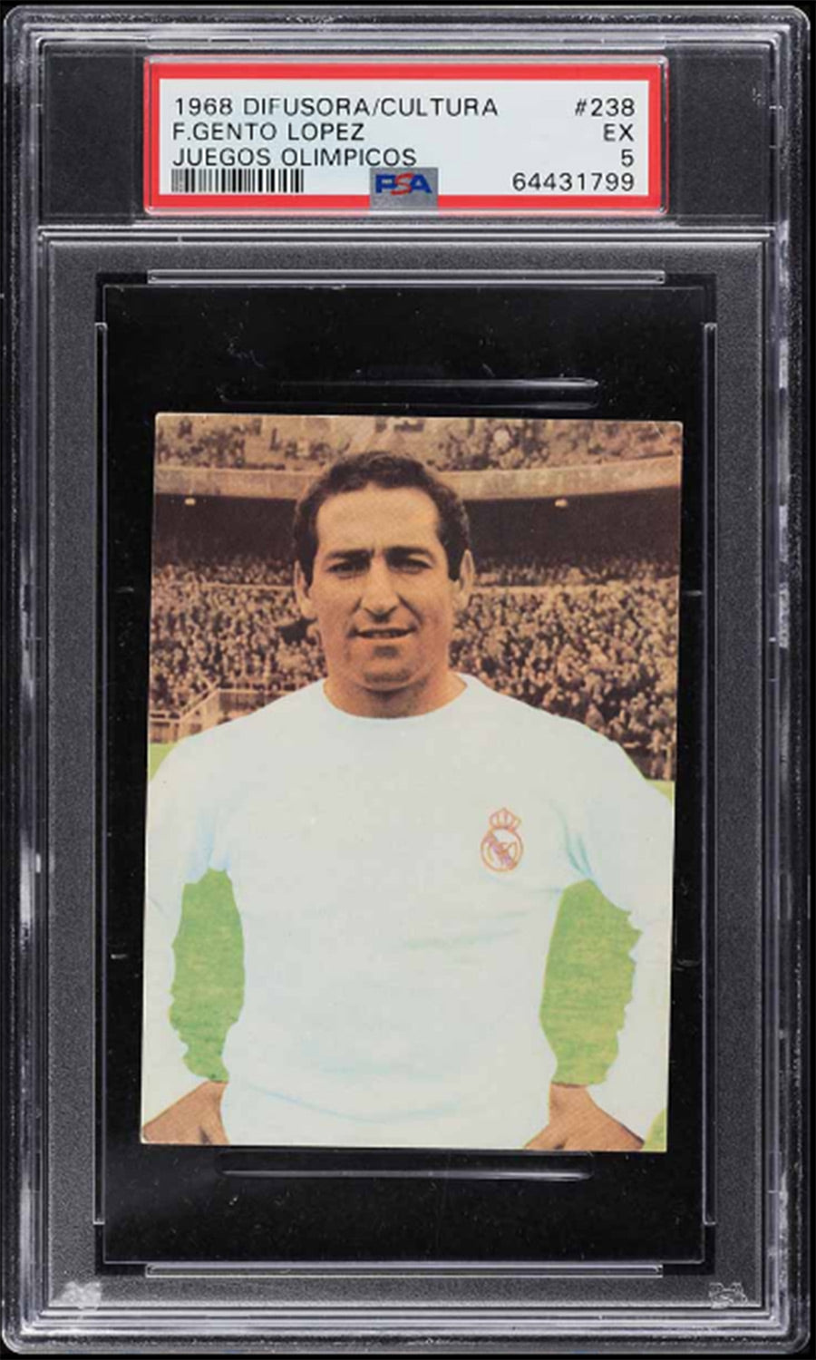 Francisco Gento - 1968 - Difusora de Cultura Juegos Olímpicos - #238 - Real Madrid - PSA 5 - World Trading Cards - Tarjeta Fútbol - Cromo Graded