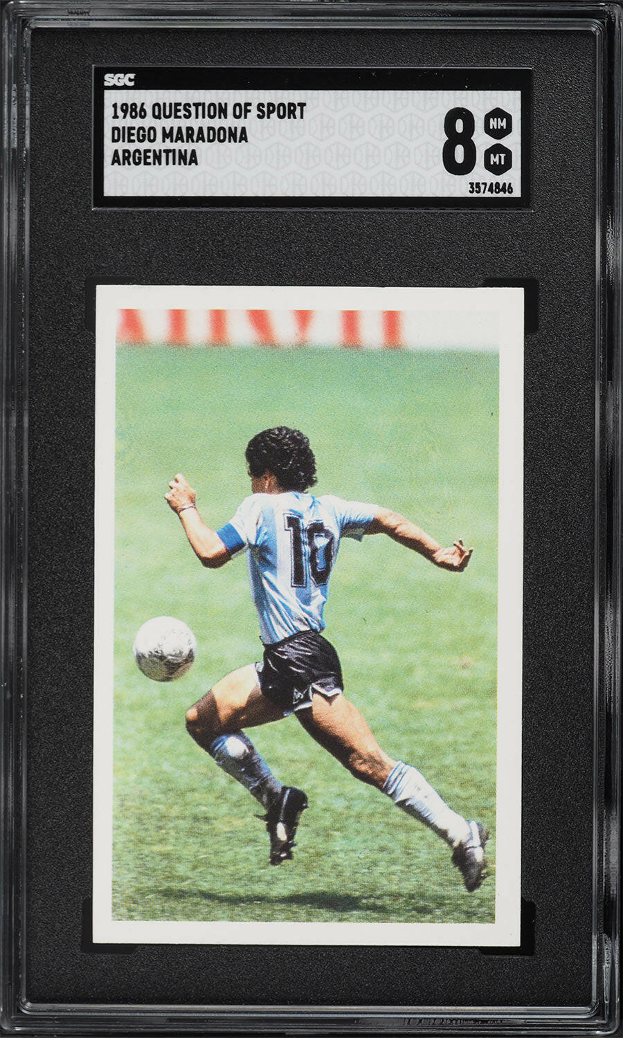 Diego Armando Maradona - 1986 - Question of Sport - Argentina - SGC 8 - World Trading Cards - Football Card - Graded Sticker