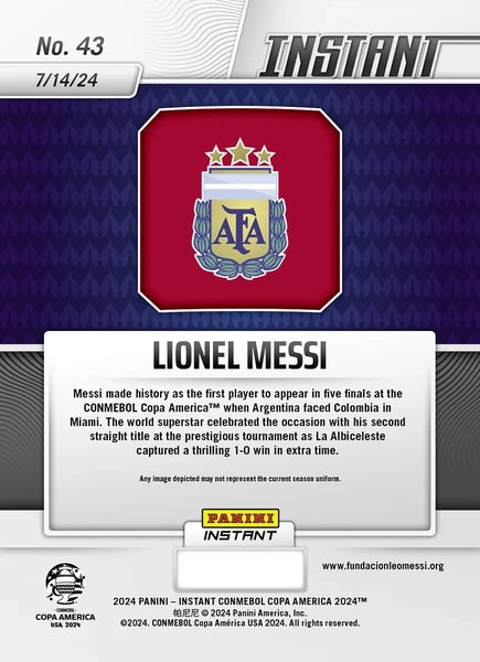 Lionel Messi - Panini Instant FIFA Copa America USA 2024 - #043 - World Trading Cards