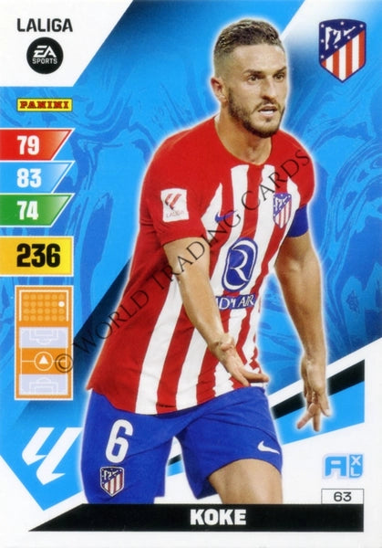 Cromo Trading Card Fútbol-Koke-Atletico de Madrid-Panini Adrenalyn XL 2023-2024-#063-Básico