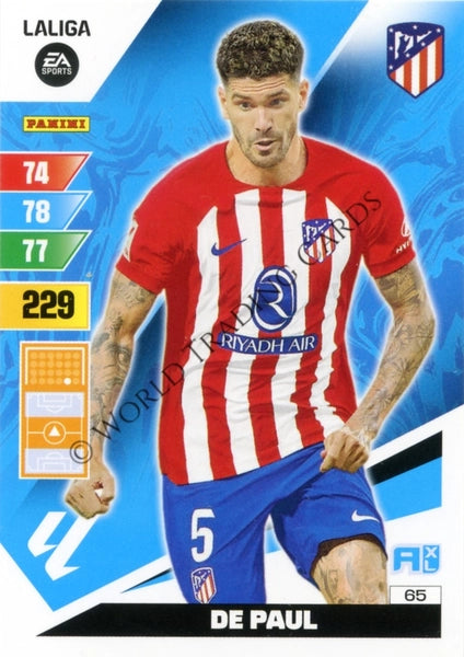 Cromo Trading Card Fútbol-De Paul-Atletico de Madrid-Panini Adrenalyn XL 2023-2024-#065-Básico