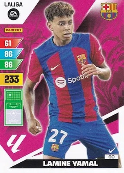 Cromo Trading Card Fútbol-Lamine Yamal -Barcelona-Panini Adrenalyn XL 2023-2024-#090-Básico