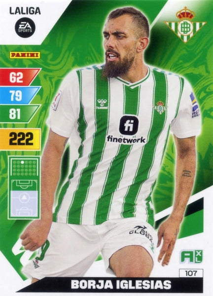 Cromo Trading Card Fútbol-Borja Iglesias-Betis-Panini Adrenalyn XL 2023-2024-#107-Básico