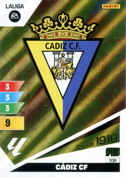 Cromo Trading Card Fútbol-Escudo-Cadiz-Panini Adrenalyn XL 2023-2024-#109-Básico