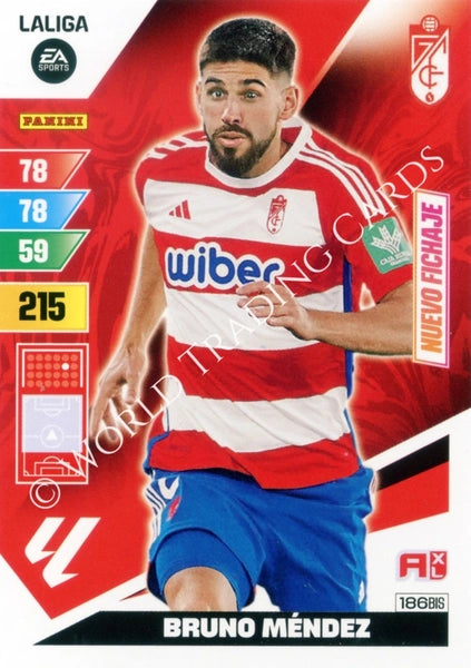 Cromo Trading Card Fútbol-Bruno Mendez-Granada-Panini Adrenalyn XL 2023-2024-#186bis-Básico