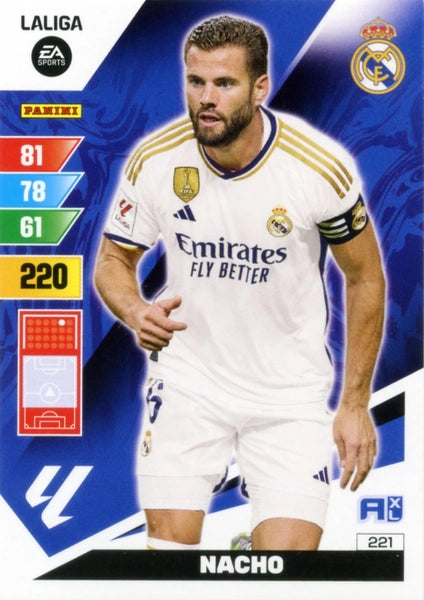Cromo Trading Card Fútbol-Nacho-Real Madrid-Panini Adrenalyn XL 2023-2024-#221-Básico