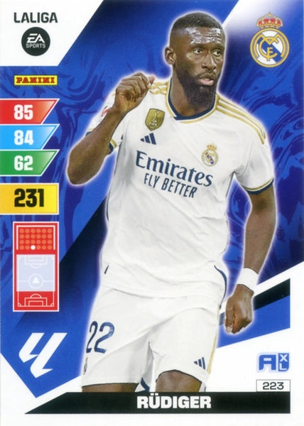 Cromo Trading Card Fútbol-Rüdiger-Real Madrid-Panini Adrenalyn XL 2023-2024-#223-Básico